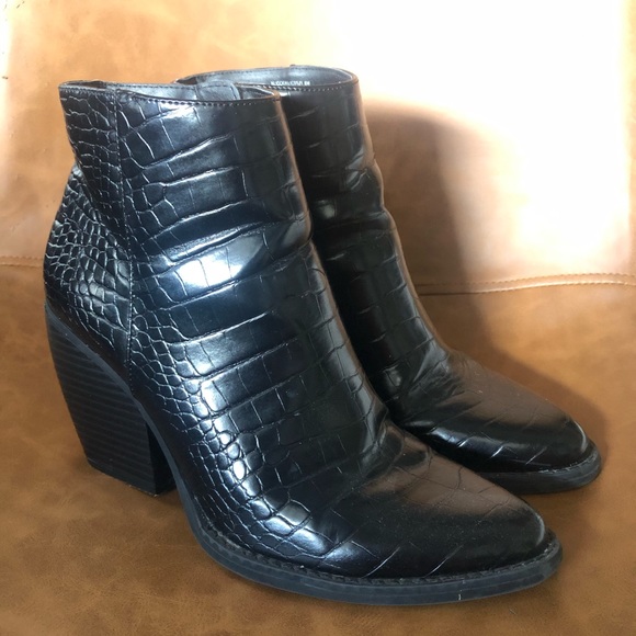 Madden Girl Black Snakeskin Ankle Booties - Picture 4 of 4